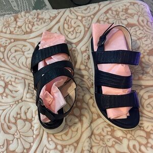 Gerry Weber black leather Strappy Platform Sandals size 9